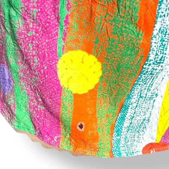 Vintage 90s Jams World Crinkle Shirt Small Multicolor Striped Polka Dot Retro - Picture 4 of 11